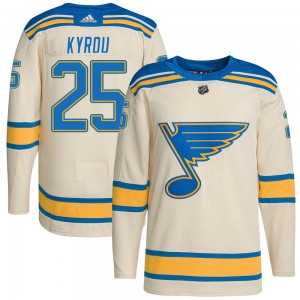 Men's St. Louis Blues #25 Jordan Kyrou Cream 2022 Winter Classic Stitched Jersey Dzhi